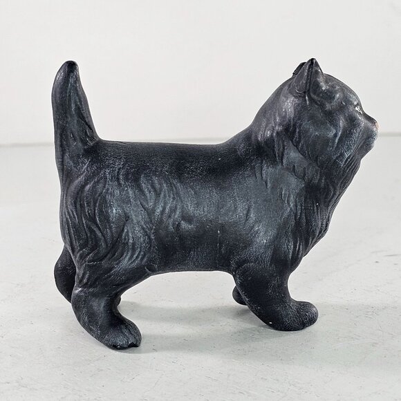 Vintage Black Cat Figurine Signed Cindy Hand Painted Green Eyes *Flaws* - Picture 5 of 10
